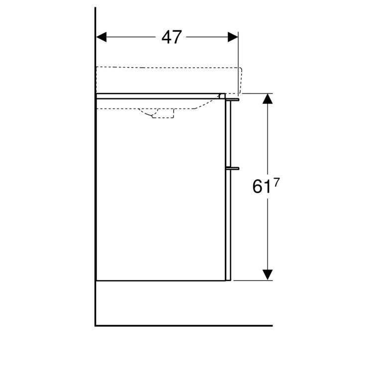 Тумба под раковину Geberit Smyle Square 90x61.7, белый глянец [500.354.00.1]