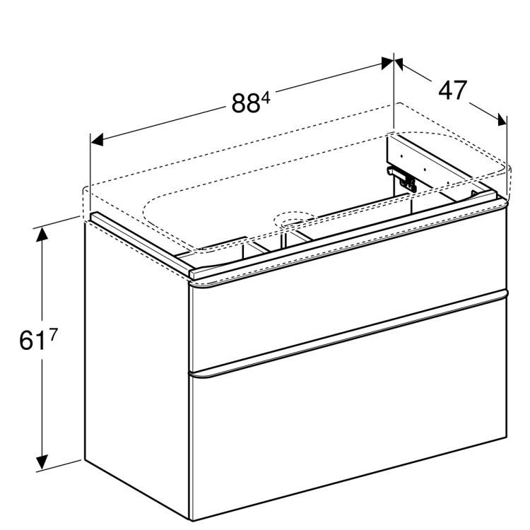Тумба под раковину Geberit Smyle Square 90x61.7, белый глянец [500.354.00.1]