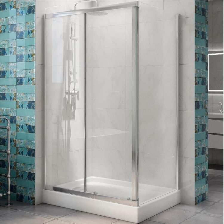 Душевой уголок BelBagno Due 120x80 DUE-AH-1-120/80-C-CR профиль Хром стекло прозрачное