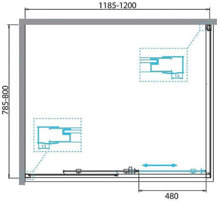 Душевой уголок BelBagno Due 120x80 DUE-AH-1-120/80-C-CR профиль Хром стекло прозрачное