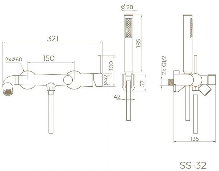 Смеситель для ванны Knotlor Elixir SS-32/RB цвет Бронза Смеситель для ванны Knotlor Elixir SS-32/RB цвет Бронза