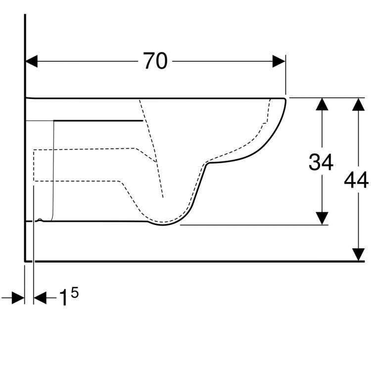 Унитаз подвесной безободковый Geberit Renova Comfort Rimfree®, глубина 70 см [208570000]