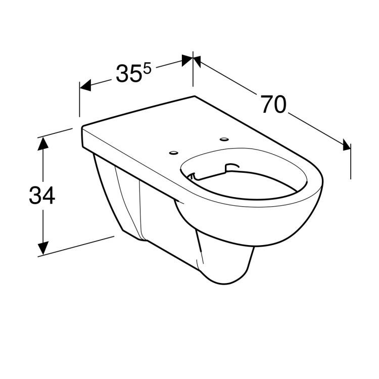 Унитаз подвесной безободковый Geberit Renova Comfort Rimfree®, глубина 70 см [208570000]