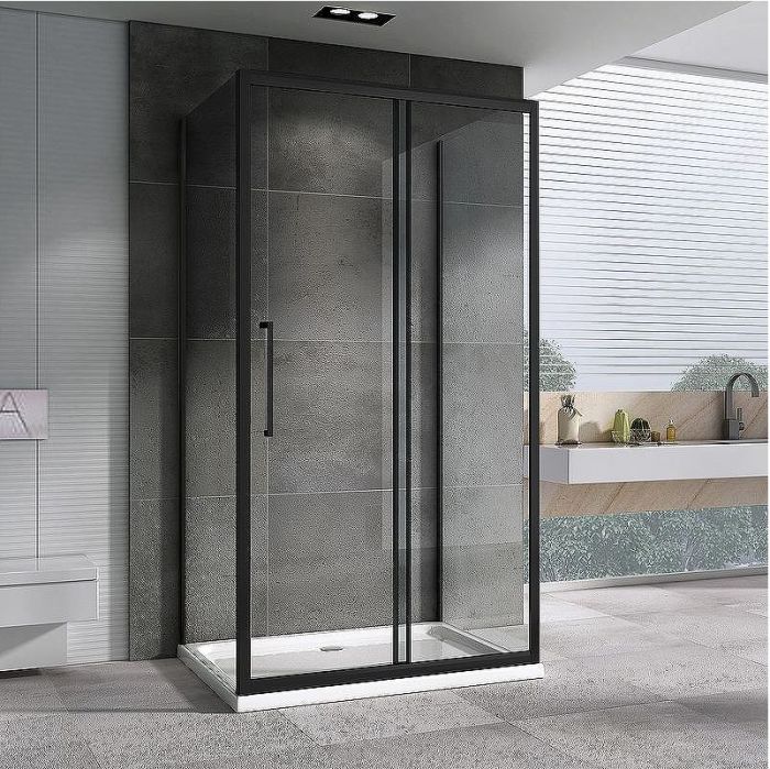 Душевой уголок Abber Schwarzer Diamant 100x85 AG30100BH-S85B-S85B профиль Черный стекло прозрачное