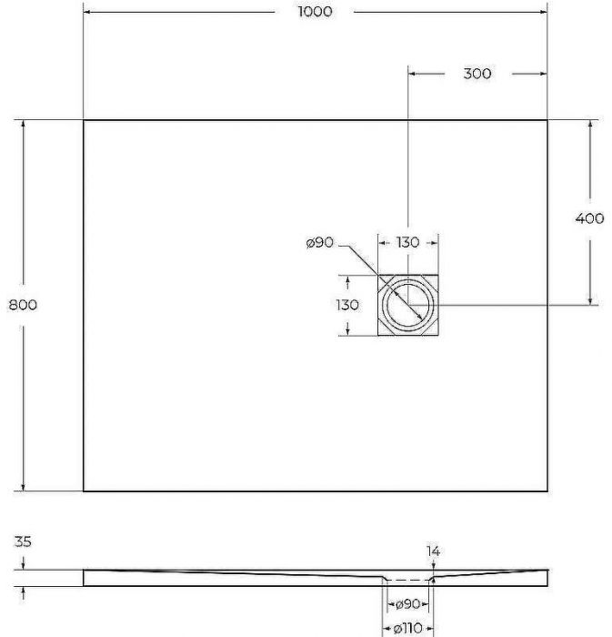 Душевой поддон из искусственного камня BelBagno Uno 100x80 TRAY-MR-UNO-AH-100/80-35-W-CR Белый
