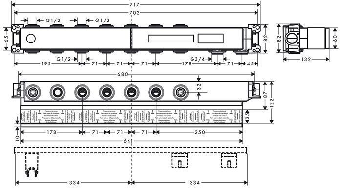 Hansgrohe Скрытая часть термостата RainSelect на 5 источника