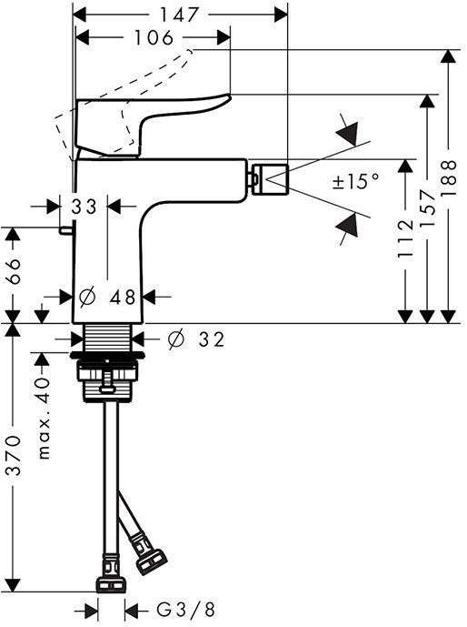 Hansgrohe Metris Смеситель для биде, 1 отв., цвет: хром