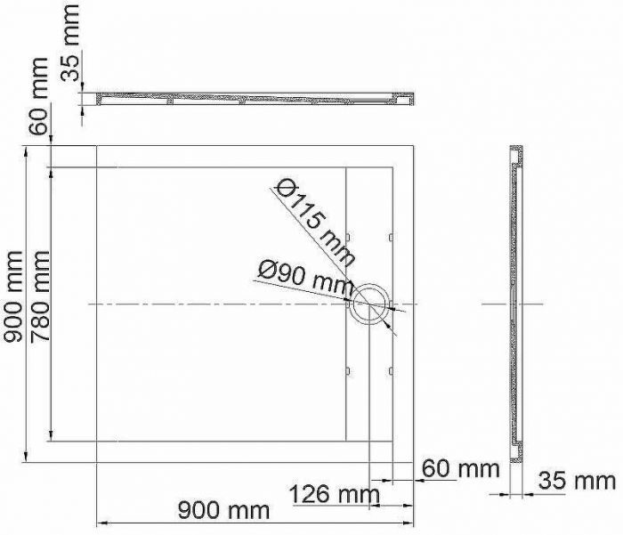 Душевой поддон из искусственного камня WasserKRAFT Abens 90x90 20T03 Черный матовый