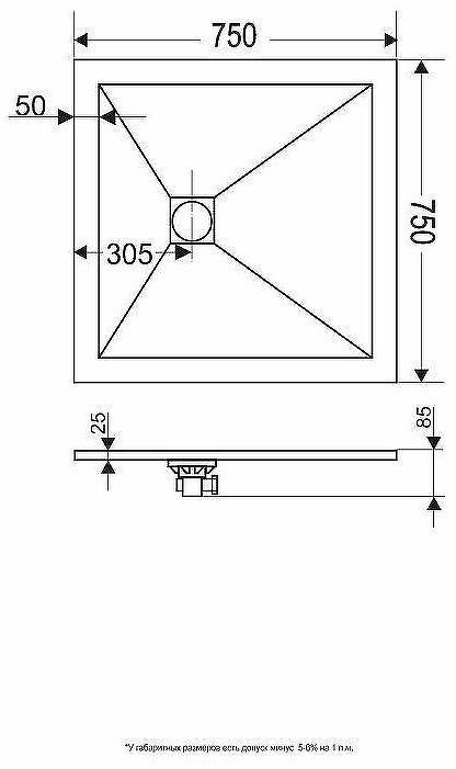 Душевой поддон из искусственного камня RGW Stone Tray ST-W 75x75 16152075-01 Белый