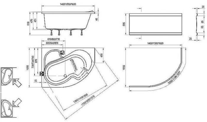 Акриловая ванна Ravak Rosa I 160x105 L CL01000000 без гидромассажа