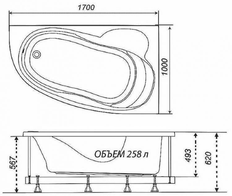 Акриловая ванна Triton Изабель 170x100 L Щ0000048746 без гидромассажа