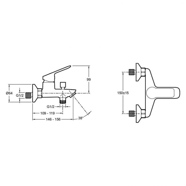 Смеситель Jacob Delafon Lucien E20848-CP, для ванны и душа