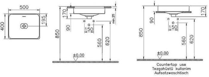 Раковина Vitra Metropole 50 7534B003-0673 Белая