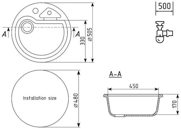 Кухонная мойка Ulgran Classic U-108-343 Антрацит