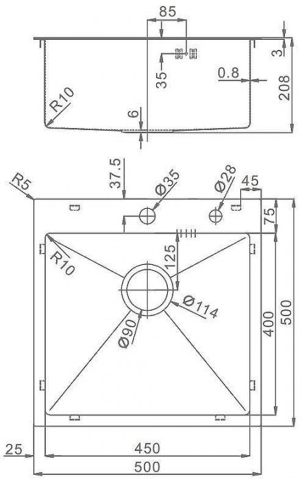 Кухонная мойка Raglo 50 R700.5050.09 Графит матовый