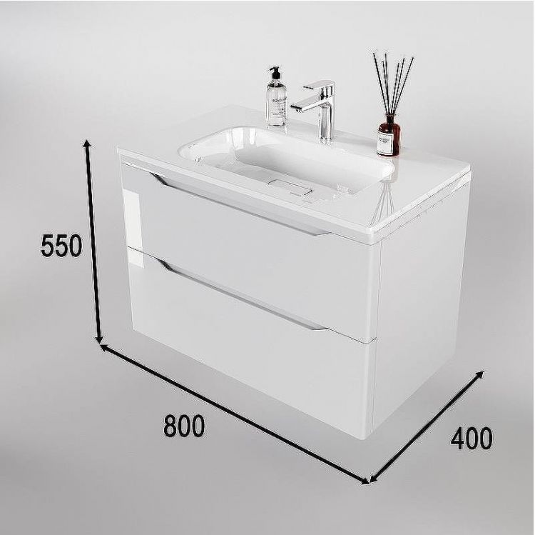 Тумба под раковину WellWant Riviera 80 WWTRMW842W подвесная Белый глянец антискрейтч Тумба под раковину WellWant Riviera 80 WWTRMW842W подвесная Белый глянец антискрейтч
