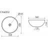 Умывальник CERAMICANOVA Element чаша накладная круглая 358 мм CN6002
