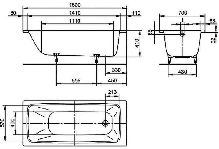 Стальная ванна Kaldewei Cayono 748 160х70 274800010001 без покрытия