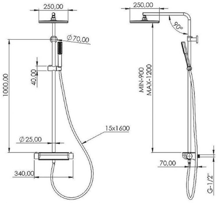 Душевая система Teska Mira DK2981 Черный матовый Душевая система Teska Mira DK2981 Черный матовый