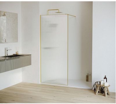 Душевая перегородка RGW Walk In WA-08G 120 06100812-156 профиль Золото брашированное стекло ребристое