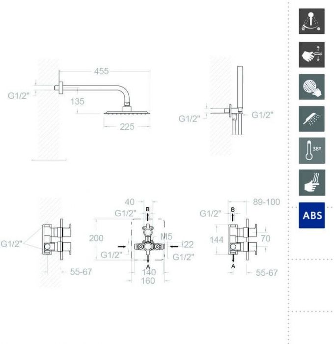 Душевая система Ramonsoler Blautherm 948712RPK225 с термостатом Хром