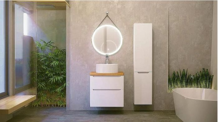 Шкаф пенал Jorno Wood 33 Wood.04.150/P/W подвесной Белый