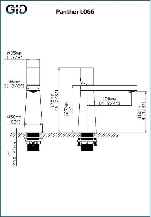 Смеситель для раковины Gid Panther L066GMK цвет Вороненая сталь