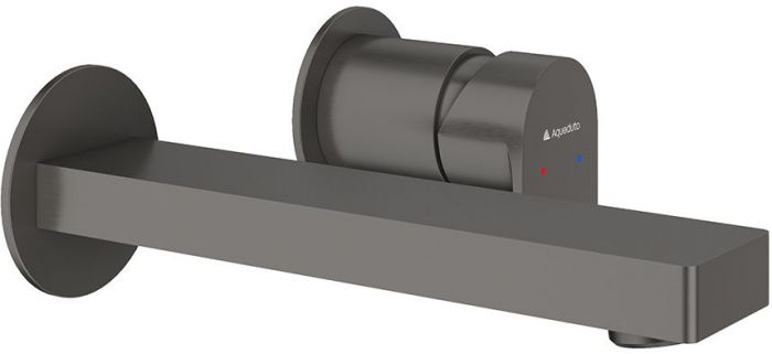 Смеситель для раковины настенного монтажа со скрытой частью AQUEDUTO GEOMETRICO,  оружейная сталь (GEO0445)