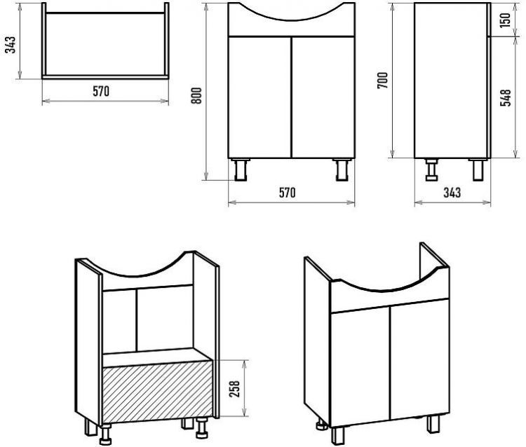 Тумба с раковиной Misty Изео 60 УТ000015756 Белая