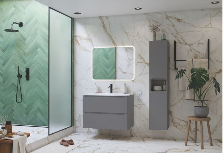 Шкаф пенал ЗОВ Дион 30 DPPS подвесной цвет Платиновый