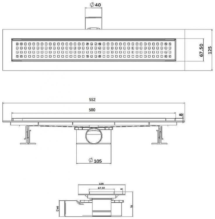 Душевой лоток Esbano Eco 50 E-NICE-50MC ESTRECONICE50MC с решеткой Хром матовый Душевой лоток Esbano Eco 50 E-NICE-50MC ESTRECONICE50MC с решеткой Хром матовый