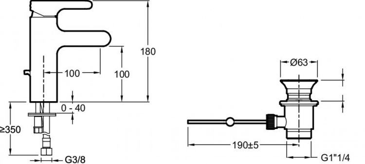 Смеситель для раковины Jacob Delafon Qualis E13523-CP, хром