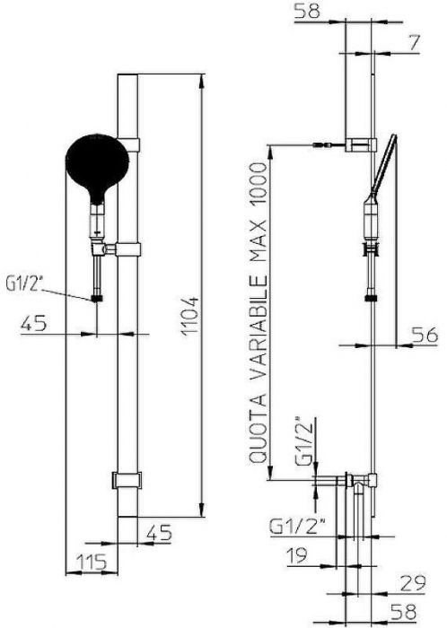 Душевой гарнитур Bossini Apice D48086.030 Хром