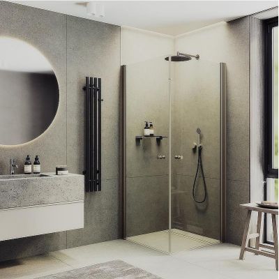 Душевой уголок Maybah Glass MGY-1291-2 800x800x1980 на монопетлях Бронза стекло прозрачное