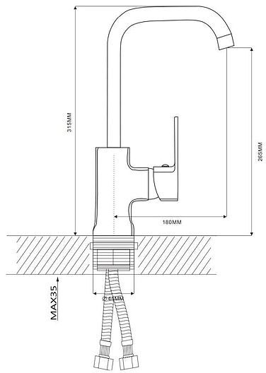 Смеситель для кухни Ekko E40304 цвет Хром Синий