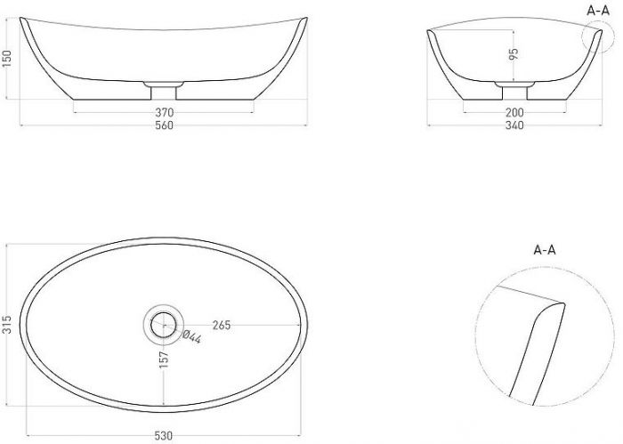 Раковина-чаша Salini Noemi 56 1101103G Белая глянцевая