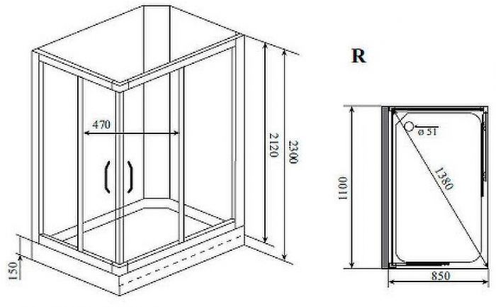 Душевая кабина Timo Lux 110x85 TL-1504R с гидромассажем