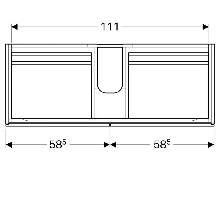 Тумба под раковину Geberit Xeno? 1174х530х462 мм, 2 маленьких и 2 больших ящика, серый дуб [500.518.43.1]