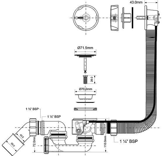 Слив-перелив McAlpine MRB2CBN-PB цвет Белый