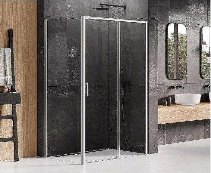 Душевой уголок New Trendy Prime Chrome 150х70 R D-0309A/D-0122B профиль Хром стекло прозрачное