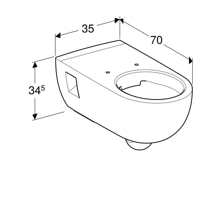 Унитаз подвесной безободковый Geberit Renova Comfort Rimfree®, глубина 70 см, с открытым креплением [500.693.01.1]