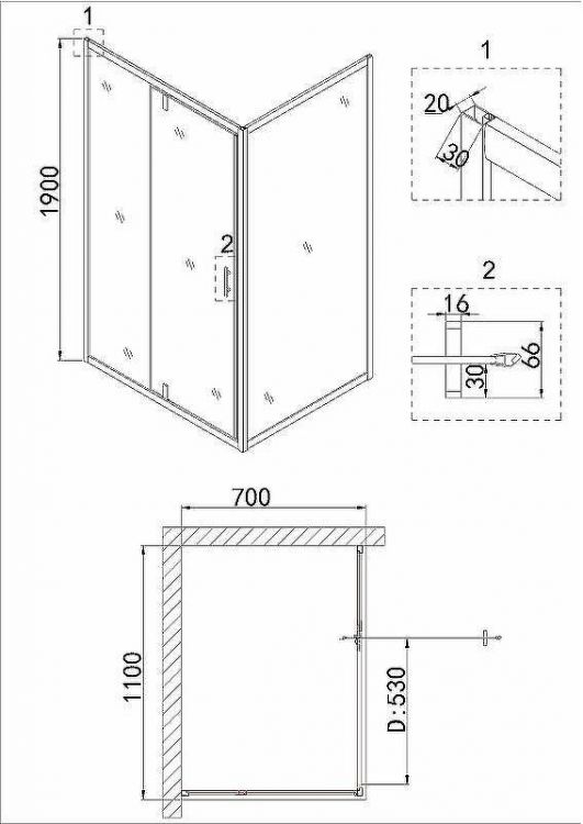 Душевой уголок Niagara Nova 110х70 NG-43-11AG-A70G профиль Холодное золото стекло прозрачное