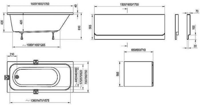 Акриловая ванна Ravak Chrome 150x70 C721000000 без гидромассажа