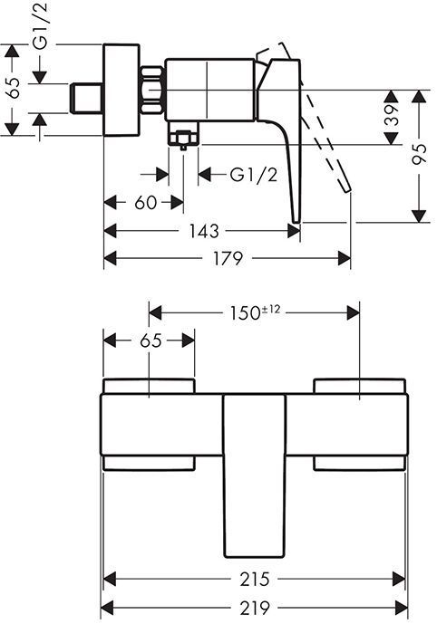 Hansgrohe Metropol Смеситель для душа, настенный, цвет: шлифованная бронза