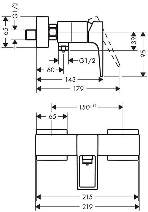 Hansgrohe Metropol Смеситель для душа, однорычажный, настенный, цвет: хром