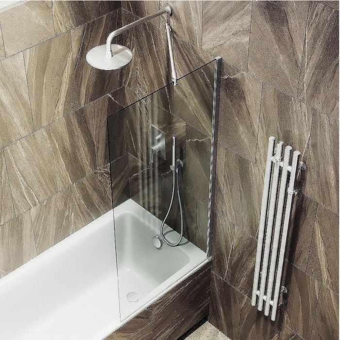 Шторка на ванну Maybah Glass MGV-62-5ш 400x1400 в широком профиле Хром матовый стекло прозрачное