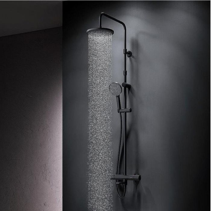 Душевая система AM.PM X-Joy F0785A522 с термостатом Черная матовая