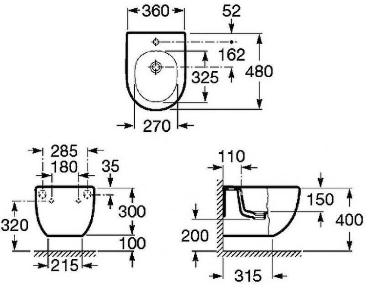 Биде Roca Meridian 357246000 подвесное Белое