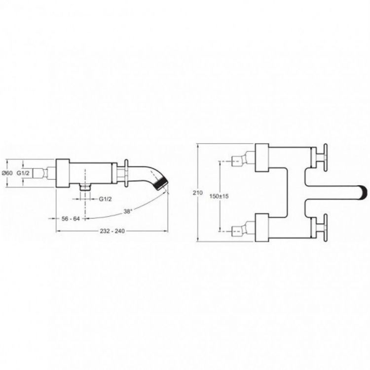 Смеситель для ванны Jacob Delafon Nouvelle Vague E78350-BLV Смеситель для ванны Jacob Delafon Nouvelle Vague E78350-BLV