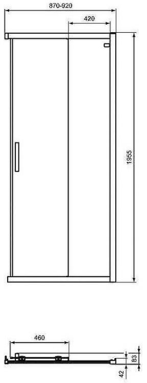 Душевая дверь Ideal Standard Connect 2 90 K9261EO профиль Хром стекло прозрачное